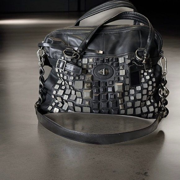 Coach Handbags - COACH Ella Leather Satchel 16407, Black Gunmetal Tote
